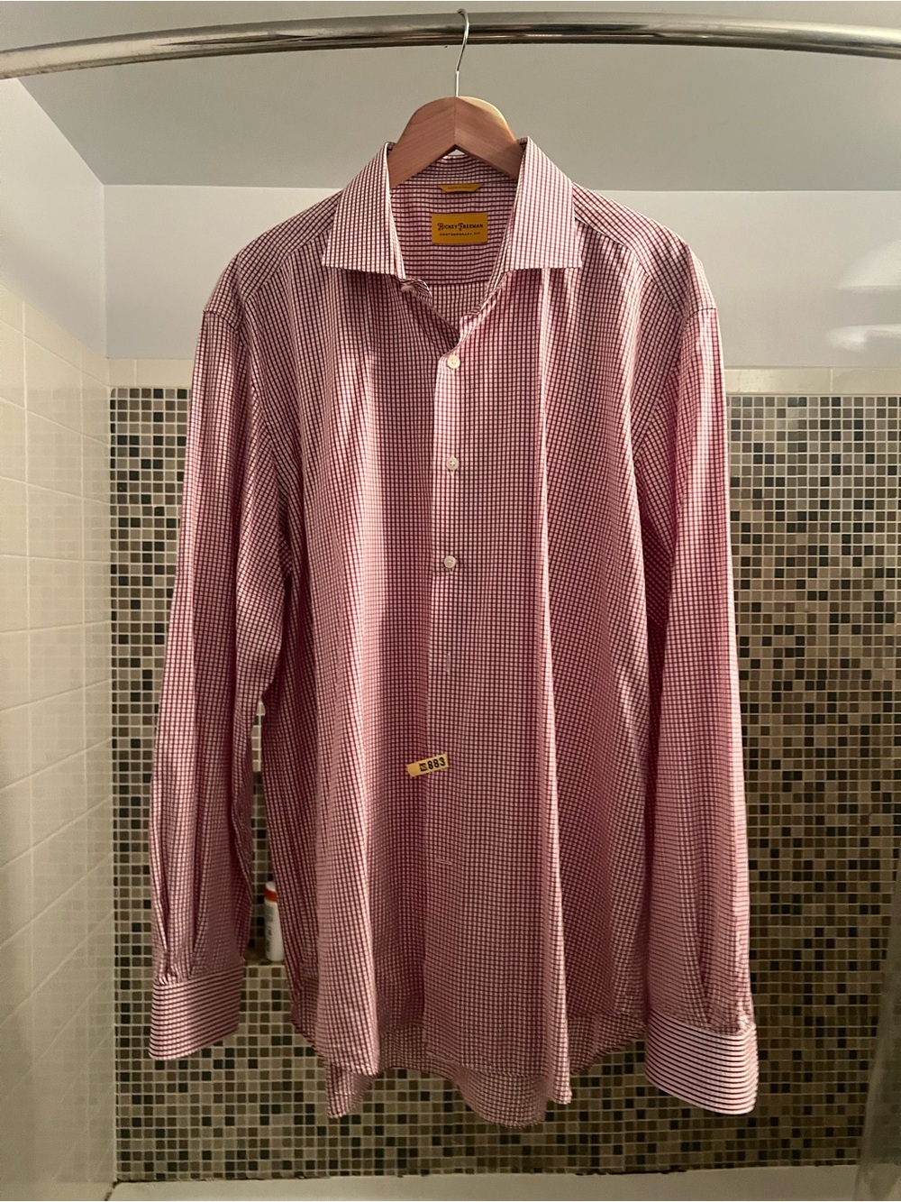 Hickey Freeman Burgundy Micro-Check Dress Shirt